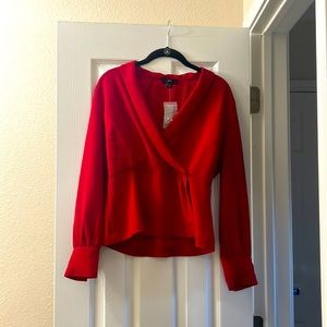 NWT J Crew Faux Wrap Top, Red, S6